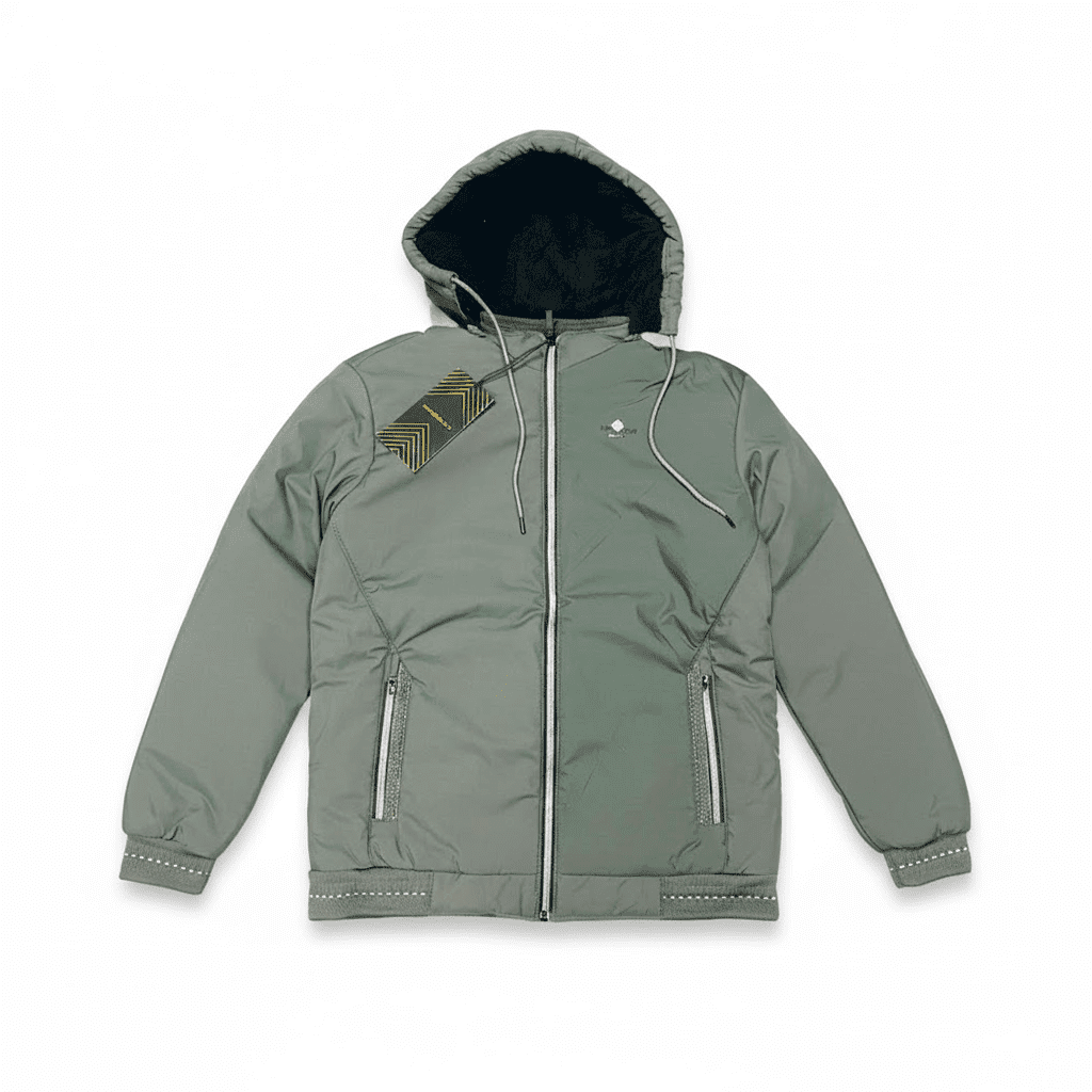 100% Polyester 2 price 1650_- Men’s Winter Style Lightweight Down Feather Cotton Clothes. (Ash) - Image 1