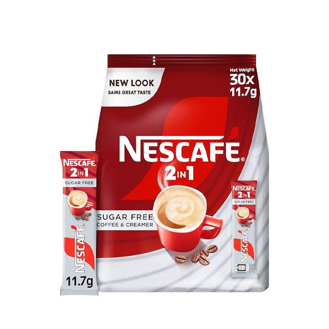 NESCAFÉ 2 in 1 Sugar-Free Coffee & Creamer Mix – 30 Sachets (11.7g) | Instant Sugar Free Coffee - Image 1